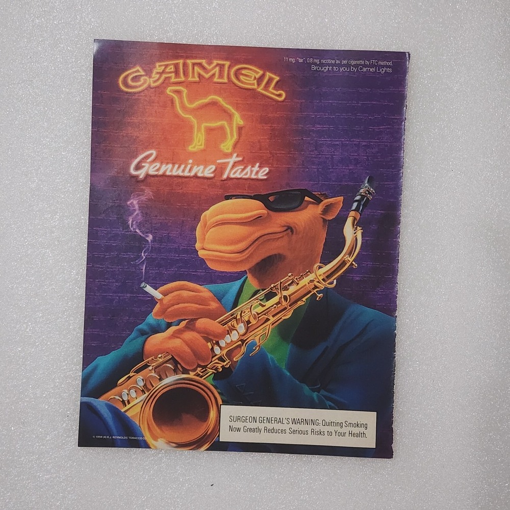 Vintage Print Ad Joe Camel cigarettes mascot saxophone 8x10 1994